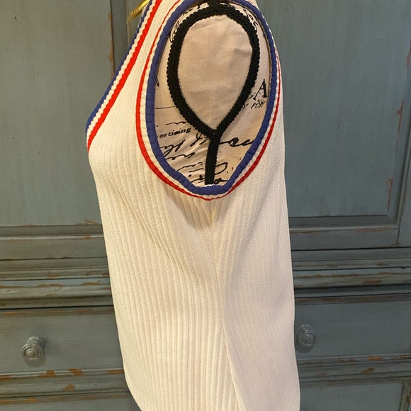 Vintage Act III V Neck Sleeveless Sweater & Matching Jacket Cream Red And Blue - Picture 4 of 8